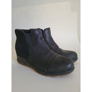 Sorel Womens Evie Black Suede Leather Pull On bootie ankle boots size 7.5